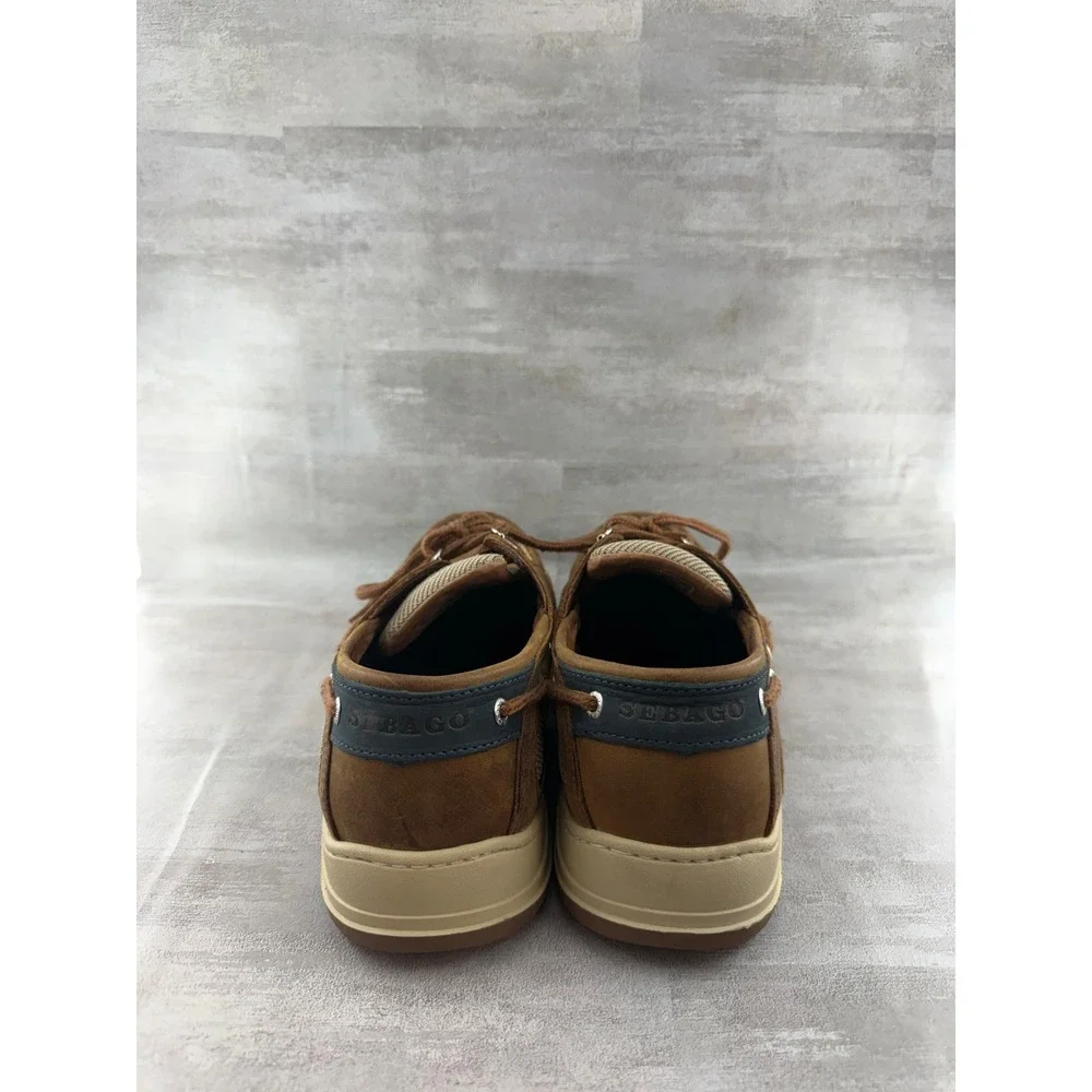 Sebago Marine Grip Men Brown Leather Mesh Boat Shoes Size 9M 8910160